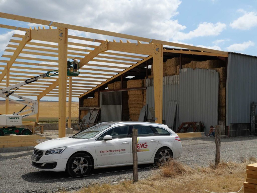 Raccordement charpente bois sur charpente métallique