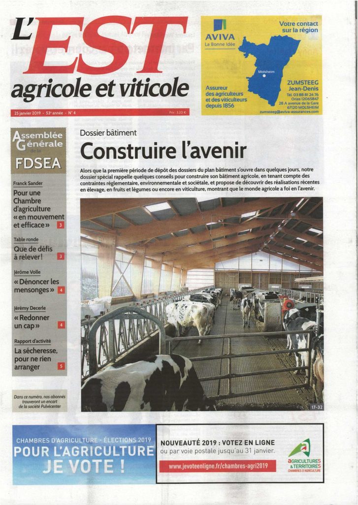 AGRIBAT CONCEPT en Une de l'EST agricole et viticole